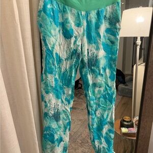 Prana Green and Blue Tie-Dye Pants